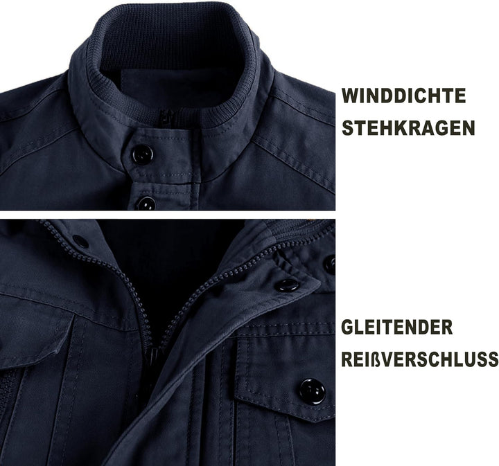 MAGCOMSEN Herren Übergangsjacke Cargo Outdoorjacke Winddicht Frühling Jacke Militär Armee Fliegerjac