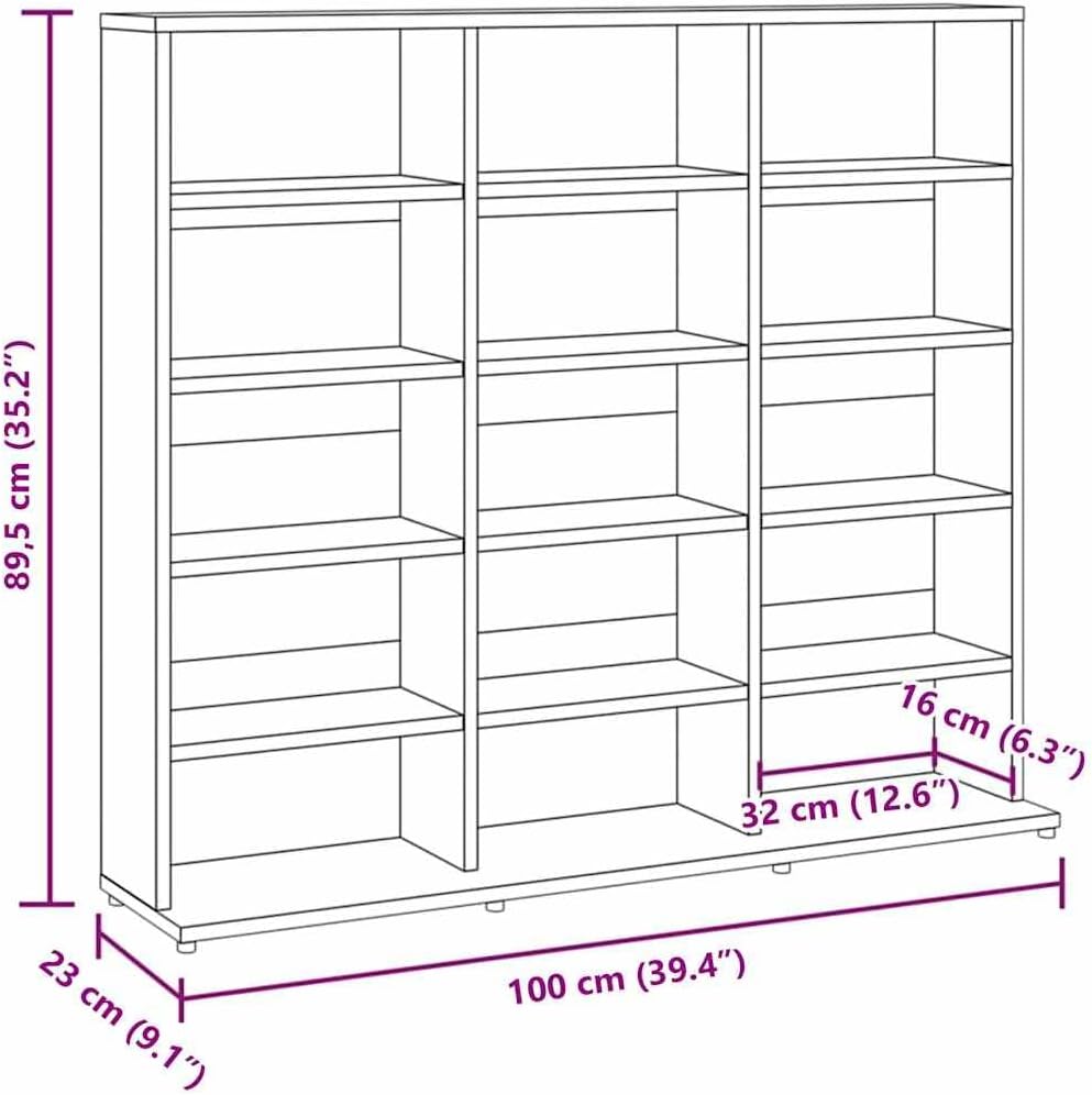 vidaXL CD Regal, Schrank mit viel Stauraum, Ablage für Wohnzimmer, Standregal Aktenregal Büroregal M