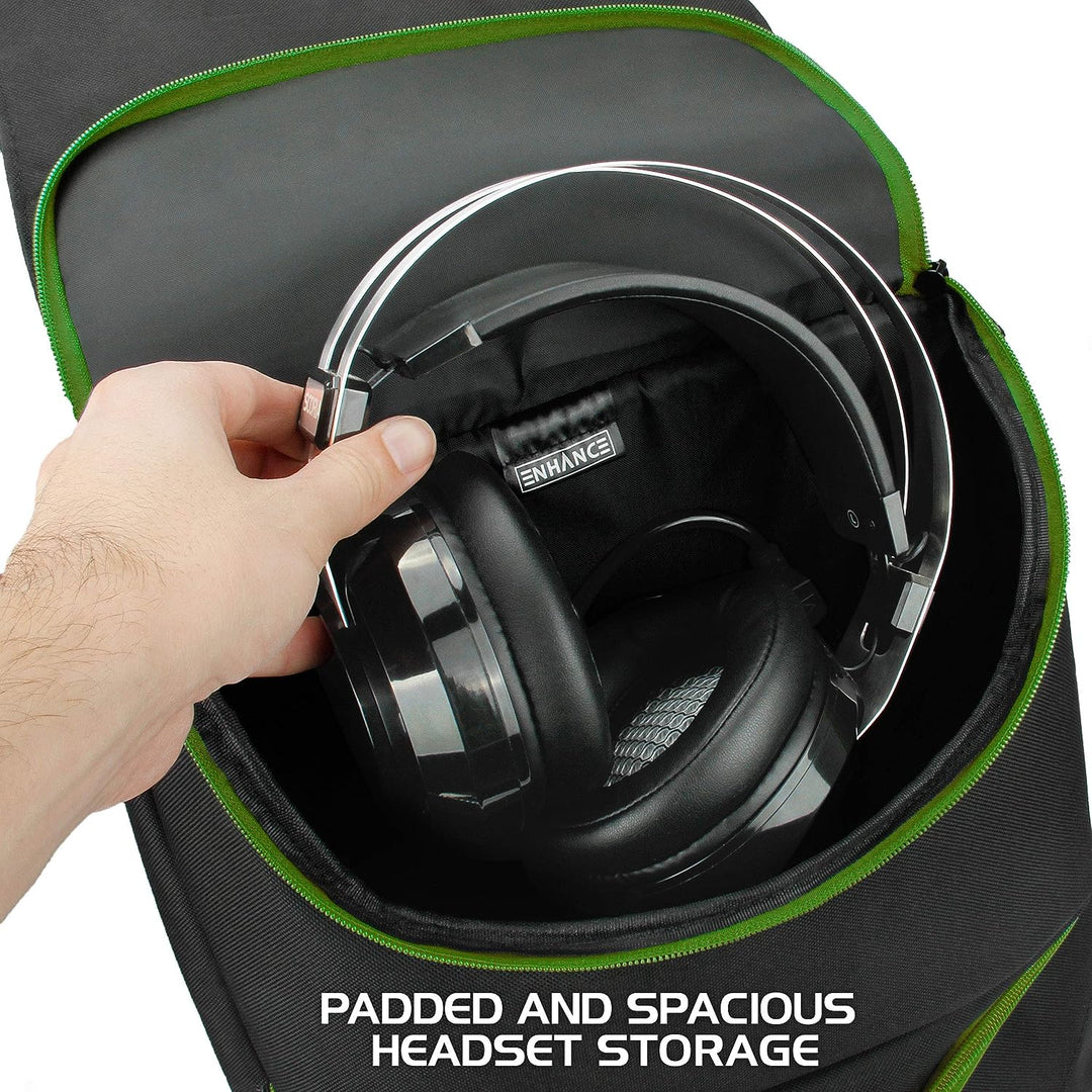 ENHANCE Universal Gaming Rucksack für Konsolen wie Xbox 360, Xbox One, & Laptop Ausreichend Platz fü