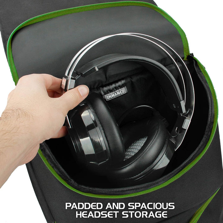 ENHANCE Universal Gaming Rucksack für Konsolen wie Xbox 360, Xbox One, & Laptop Ausreichend Platz fü