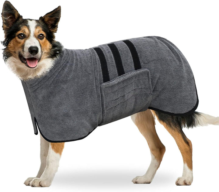 BASVII Hundebademantel aus Mikrofaser, Bademantel Hund Extra SaugfäHig und Schnell Trocknendes mit K