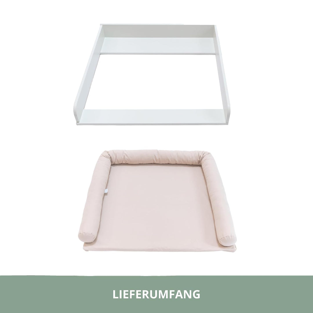 Wickelaufsatz-Set für IKEA MALM Kommode (Pure Beige, Aufsatz &amp; Auflage) Pure Beige Aufsatz &amp; Auflage