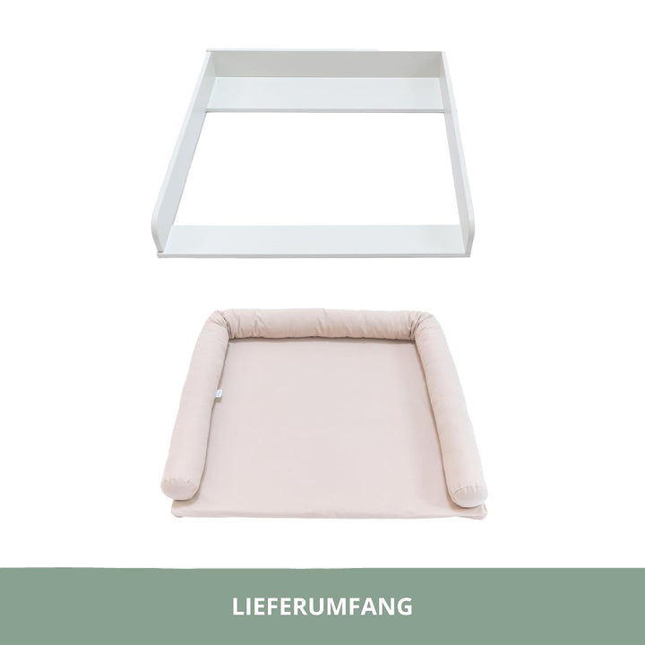 Wickelaufsatz-Set für IKEA MALM Kommode (Pure Beige, Aufsatz &amp; Auflage) Pure Beige Aufsatz &amp; Auflage