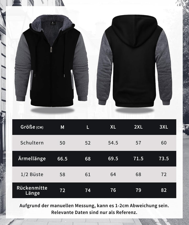 SwissWell Herren Fleecejacke Full Zip Kapuzenjacke Winter Sweatjacke mit Kapuze Gefütterte Hoodie Mä
