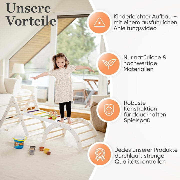 Lululearn® Kletterdreieck, Kletterbogen & Rampe [FALTBAR] ideal für Indoor & Garten - Klettergerüst