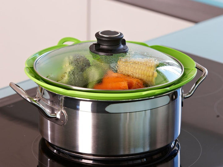 Kochblume L Ø14-24cm | Silikon Überkochschutz | Spritzschutz | Universaldeckel | Premium-Silikon | H