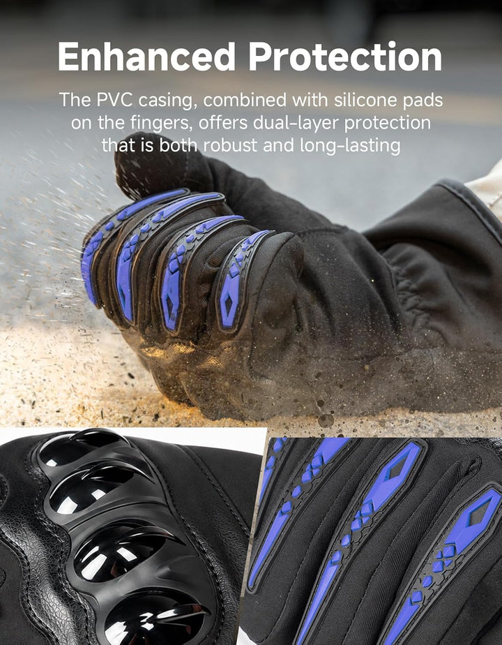 KEMIMOTO Winter Motorradhandschuhe, wassdichte Motorrad Handschuhe Winter, Amtungsaktive Sport Hands