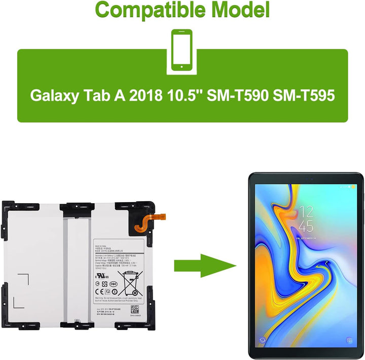 SwarKing Ersatz Akku Kompatibel mit Kompatibel mit Samsung Galaxy Tab A 2018 10.5" SM-T590 SM-T595 E