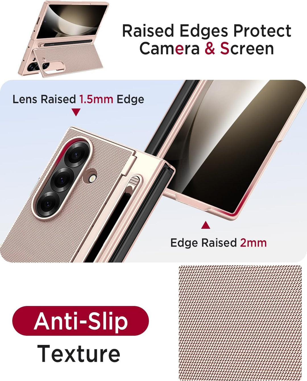 Miimall Kompatibel mit Samsung Galaxy Z Fold 5 Hülle mit S-Pen & Stifthalter, [HD Displayschutz] Ult
