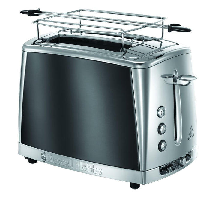 Russell Hobbs Toaster [für 2 Scheiben] Luna Edelstahl Grau (extra breite Toastschlitze, inkl. Brötch