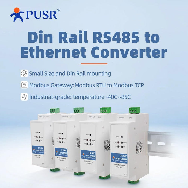 PUSR DIN-Schiene RS485 zu Ethernet Konverter Modbus RTU zu TCP Modbus Gateway überträgt Daten transp