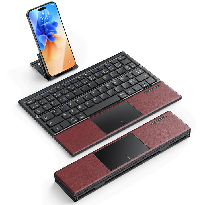 OMOTON Faltbare Bluetooth Tastatur mit Touchpad, Tragbare Kabellose Tastatur Mini Reise mit 3 Blueto