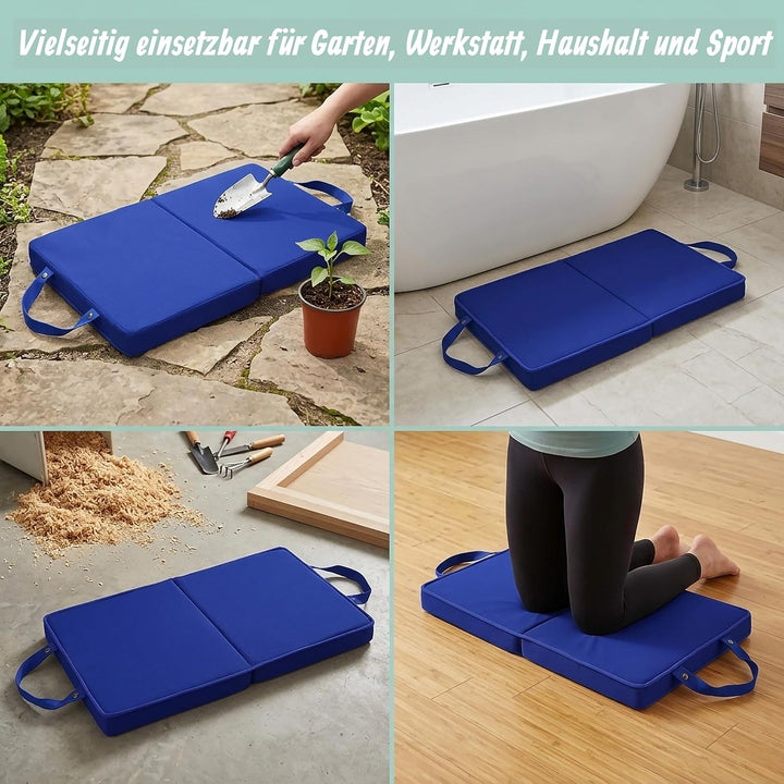 Relaxdays Kniekissen, faltbar, Garten, Werkstatt, Yoga, dunkelblau | Schaumstoff, Tragegriffe, HBT:
