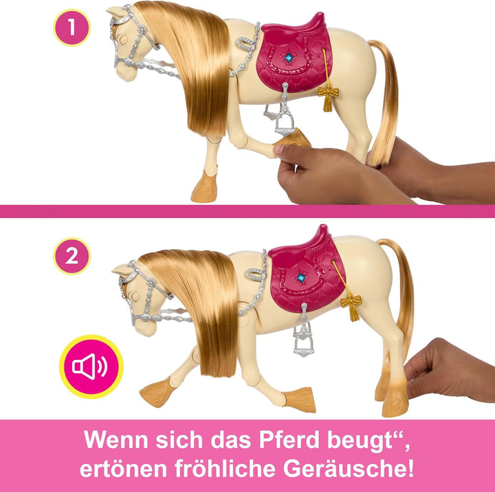 Barbie Spielzeugpferd mit Geräuschen, Musik und Zubehör, inspiriert von Barbie Mysteries: Das geheim
