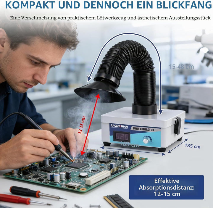 BAOSHISHAN Lötrauchabsaugung Schweissrauchabsauger Mini Desktop Lötrauchabsorber mit 3-Stufen-Filter