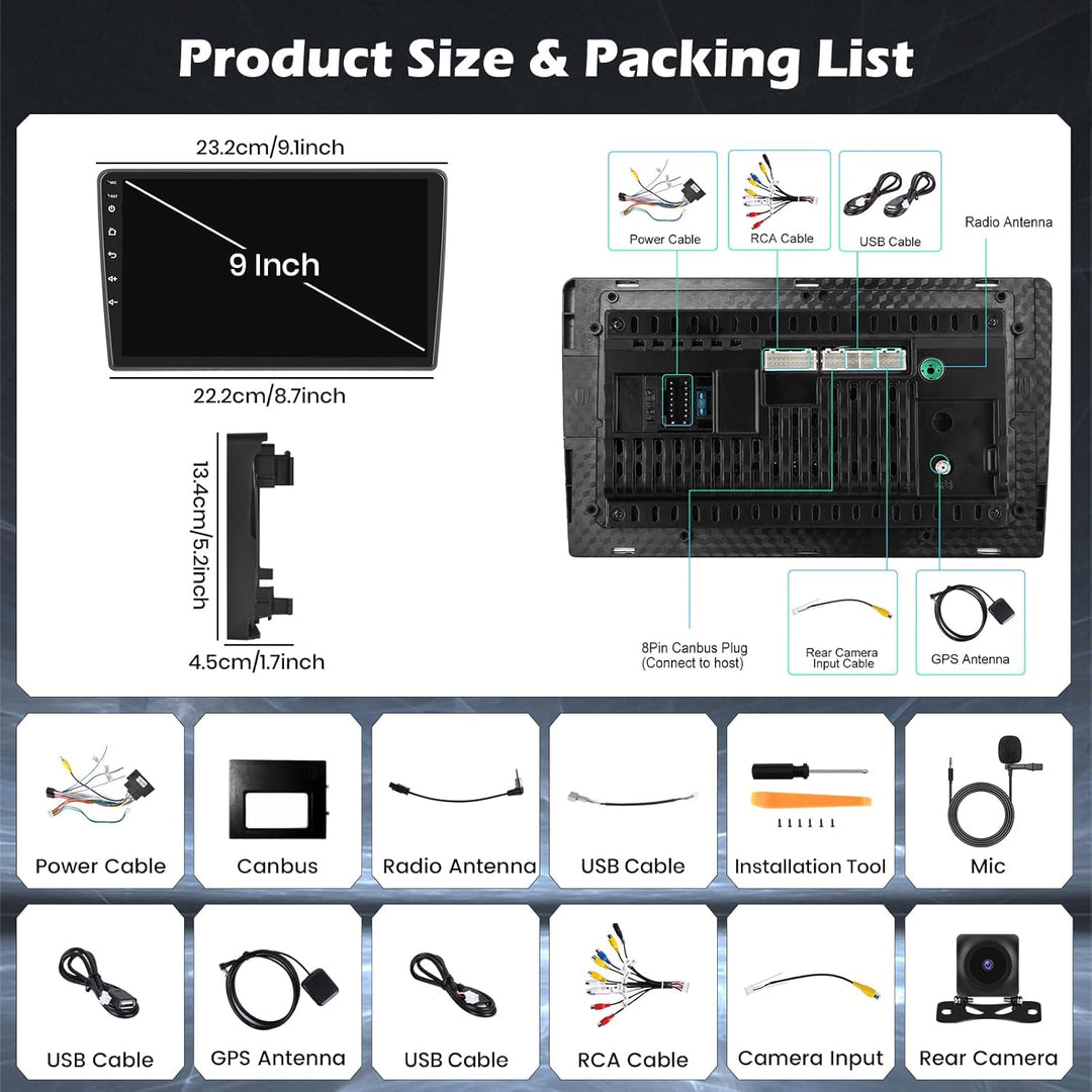 Hikity 4G+64G Android 15 Autoradio für Citroen Berlingo B9 2008-2017/Peugeot Partner 2008-2019 mit 9
