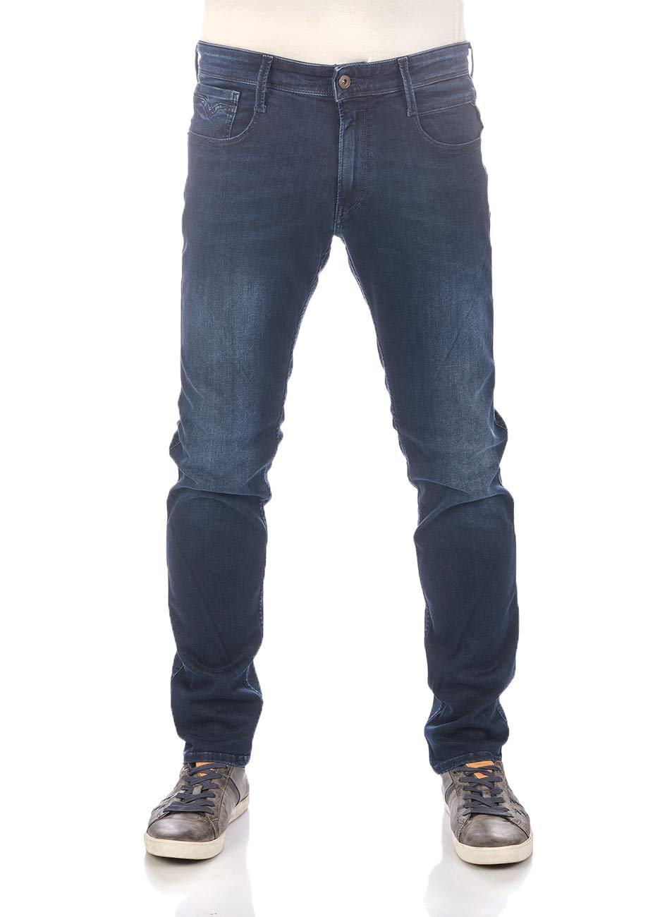 Replay Herren Jeans Anbass Slim-Fit mit Power Stretch 28W / 34L Dark Blue 007-1, 28W / 34L Dark Blue