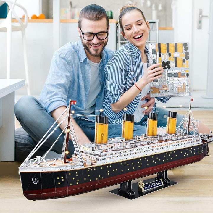 CubicFun Titanic 3D-Puzzle, LED, 88 cm, Modell Titanic, Spielzeug für Erwachsene und Jugendliche, 26