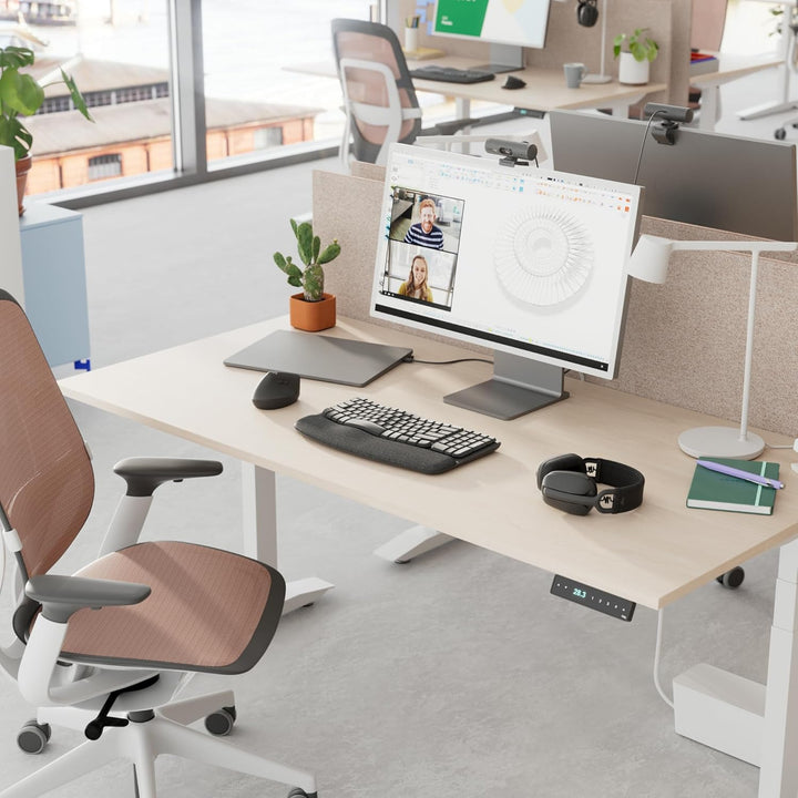 Logitech Wave Keys for Business, kabellose ergonomische Tastatur mit gepolsterter Handballenauflage,