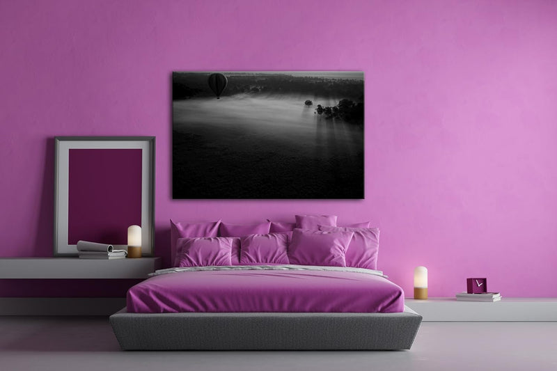 deyoli friedliche Landschaft in Afrika Effekt: Schwarz/Weiss im Format: 80x60 als Leinwandbild, Moti