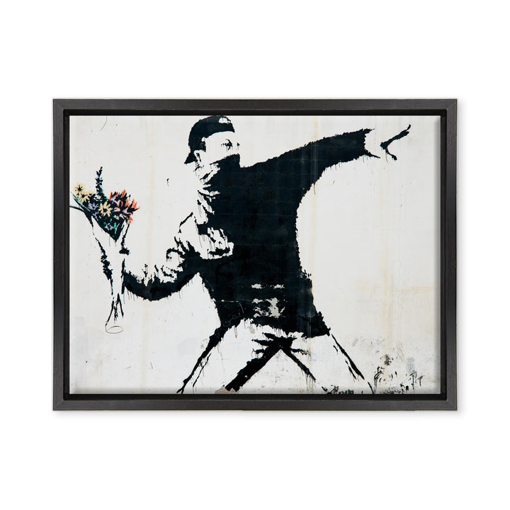 Gemälde auf Leinwand, gerahmt, mit Rahmen, Banksy – Arte Street Art – Blumenlaner – 30 x 40 cm – mod