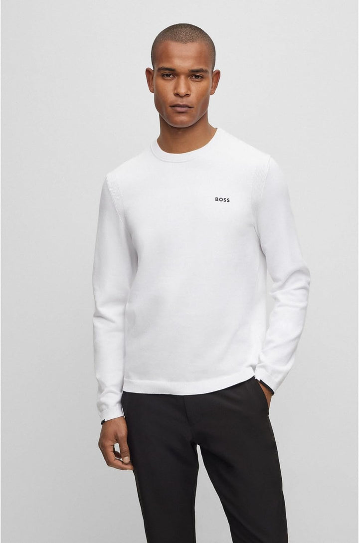 BOSS Herren Ever-X CN Regular-Fit Pullover aus Baumwoll-Mix mit Logo-Print L White100, L White100