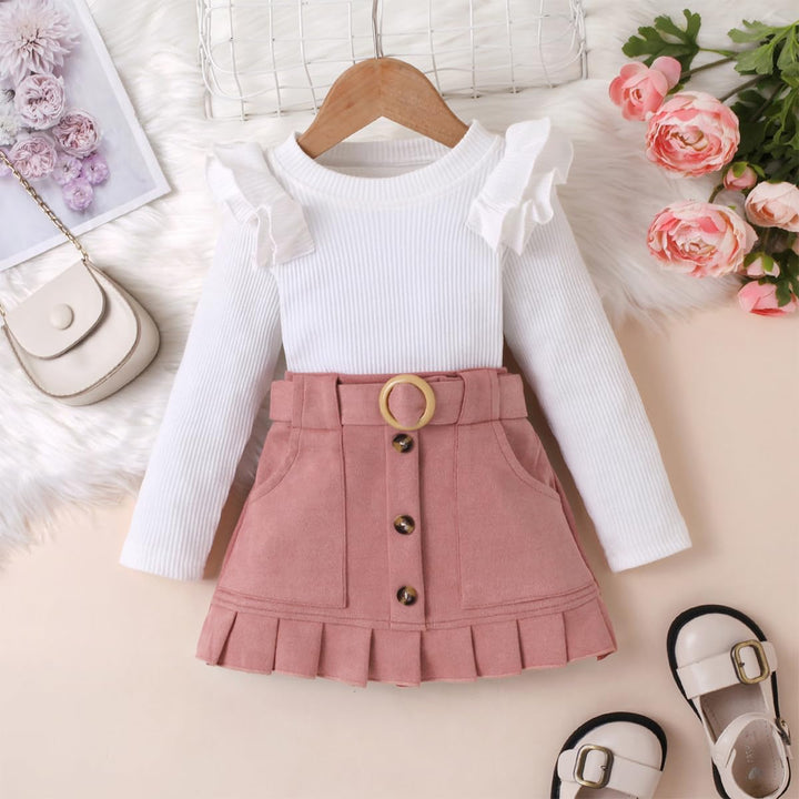 Kleinkind Baby Mädchen Outfits Ruffle Rollkragen Langarm Shirt + Bowknot Mini Rock 2 Stück Herbst Wi