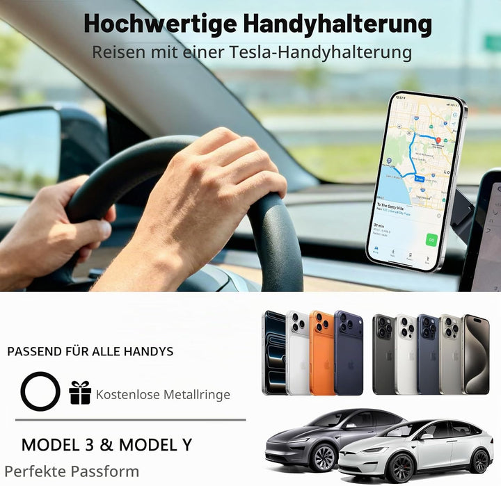 Handyhalterung Auto Magsafe für Tesla Model 3/Y, Faltbare Versteckte Auto Handyhalterung mit Starkem
