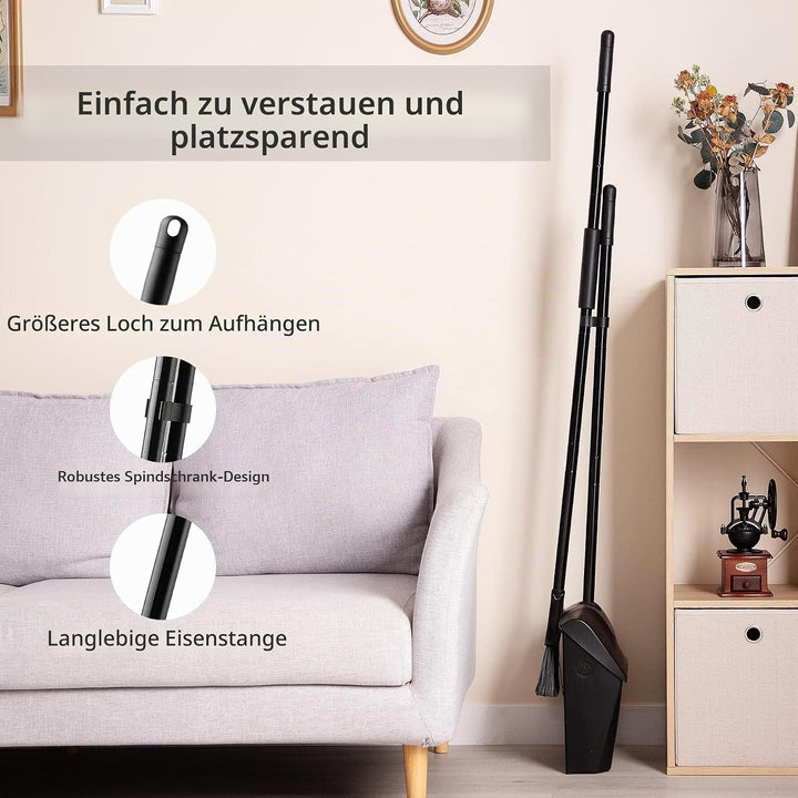 Eyliden Kommerzielles Besen und Kehrschaufelset Set mit Langem Griff, Aufrechter Kehrmaschine und Ke