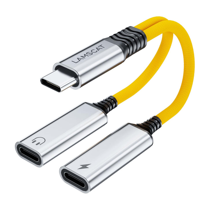 USB C Splitter 1 zu 2 C auf C Klinke Adapter und Laden Stecker Y Doppel Anschluss Hub für Handy, Mac