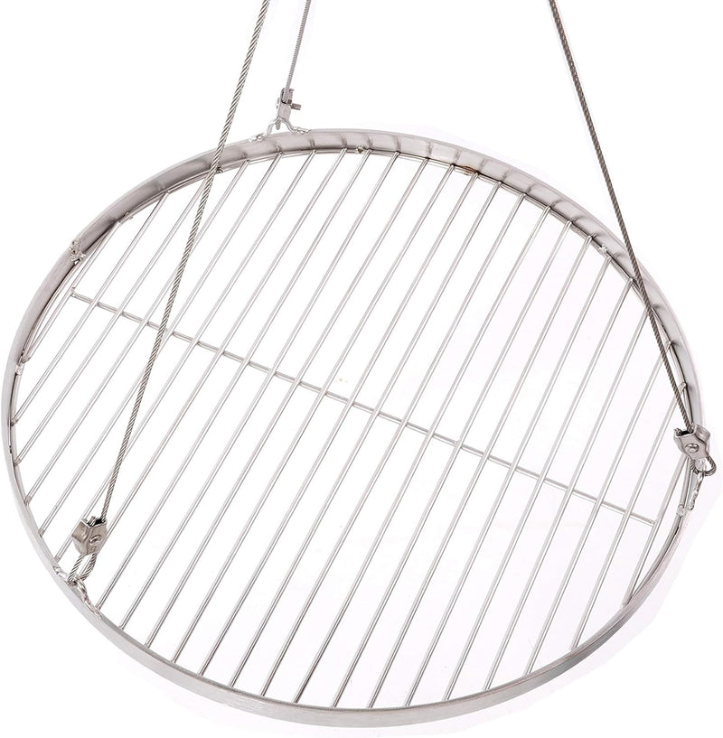 40 cm Grillrost Edelstahl für Schwenkgrill 3 Bein BBQ Grill Rost mit Seil 14 mm Stababstand