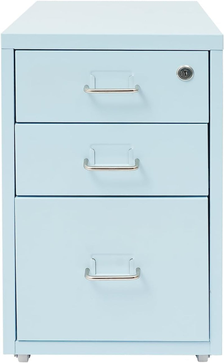 Rollcontainer, Aktenschrank mit 3 Schubladen, Büroschrank mit Rollen, Metall Schreibtisch Unterschra