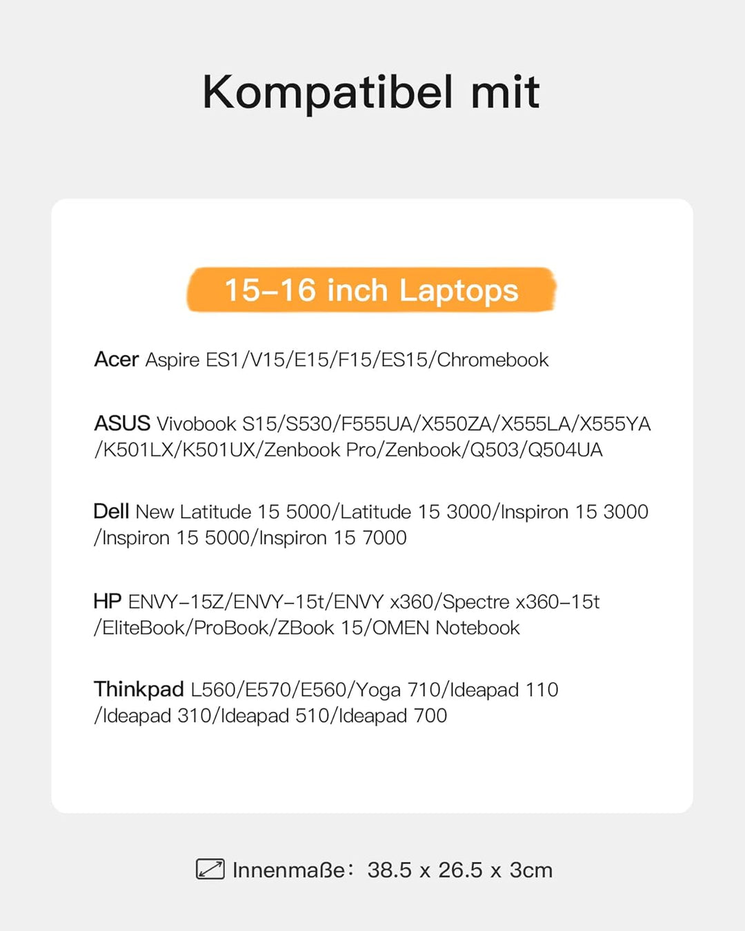 Inateck 360° Rundumschutz Laptoptasche Hülle Schultertasche Kompatibel mit 15 Zoll Dell Inspiron, Le