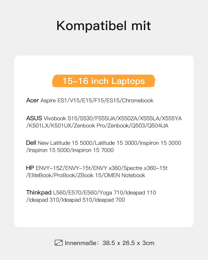 Inateck 360° Rundumschutz Laptoptasche Hülle Schultertasche Kompatibel mit 15 Zoll Dell Inspiron, Le