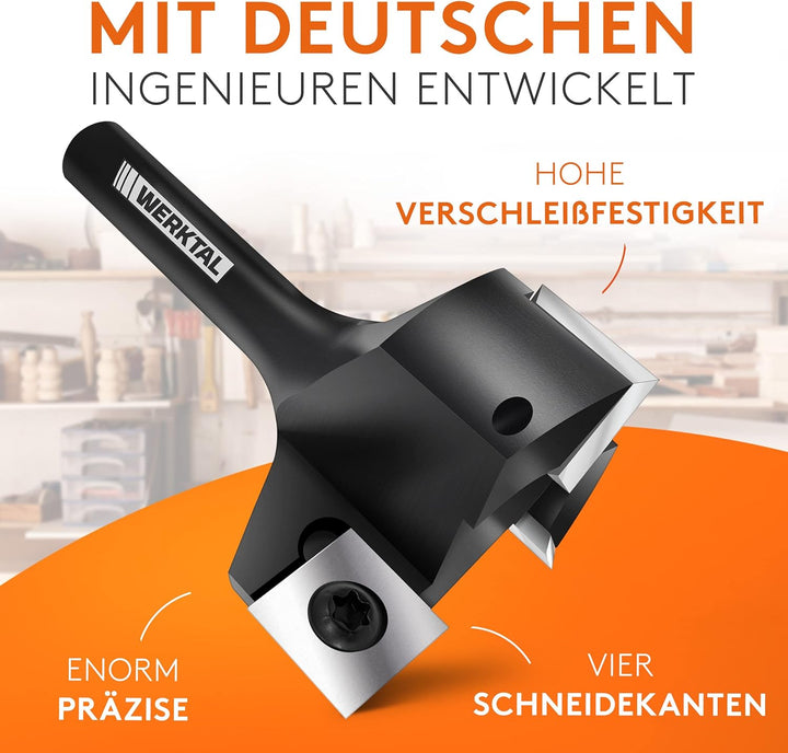 WERKTAL - Planfräser 8mm Schaft [39mm Durchmesser] - Präziser Hobelfräser mit 10 extra Wendeschneidp