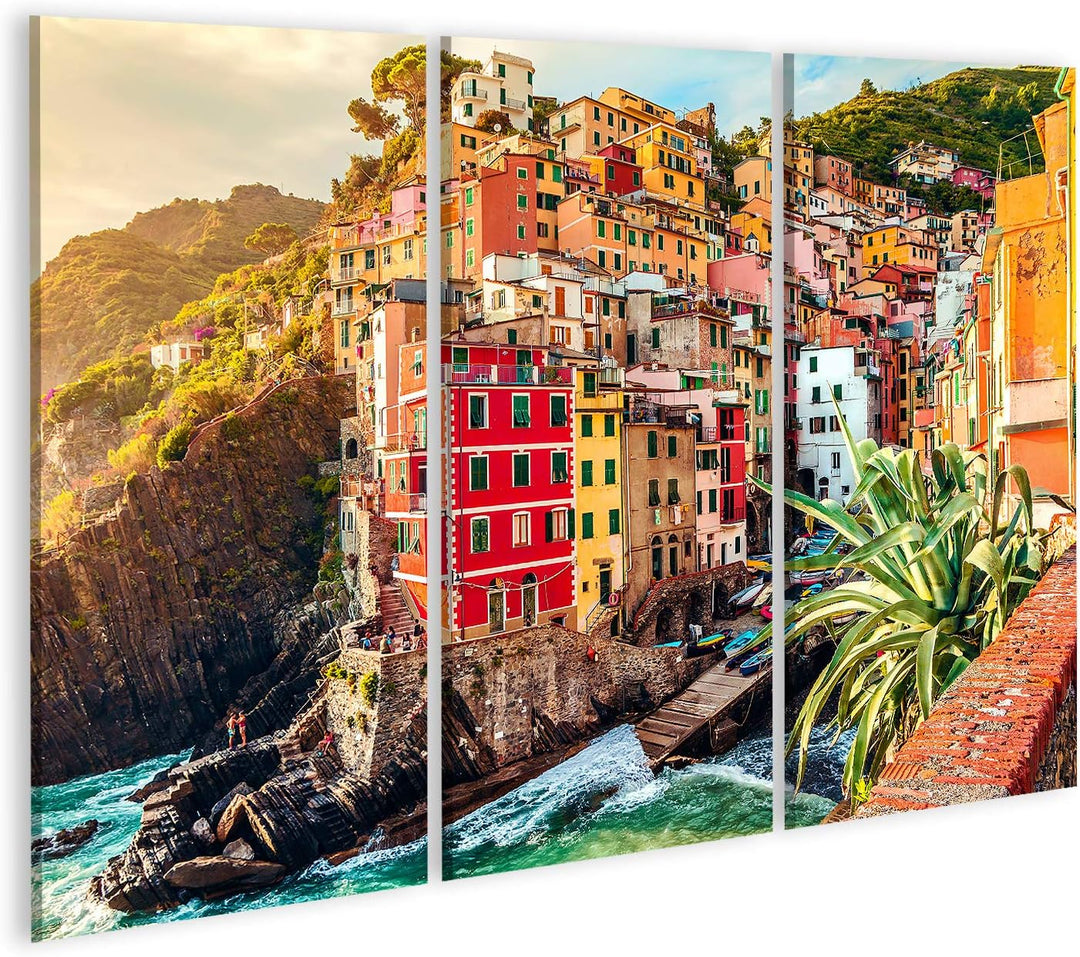 islandburner Bild auf Leinwand Riomaggiore Bei Sonnenuntergang Nationalpark Cinque Terre Ligurien La