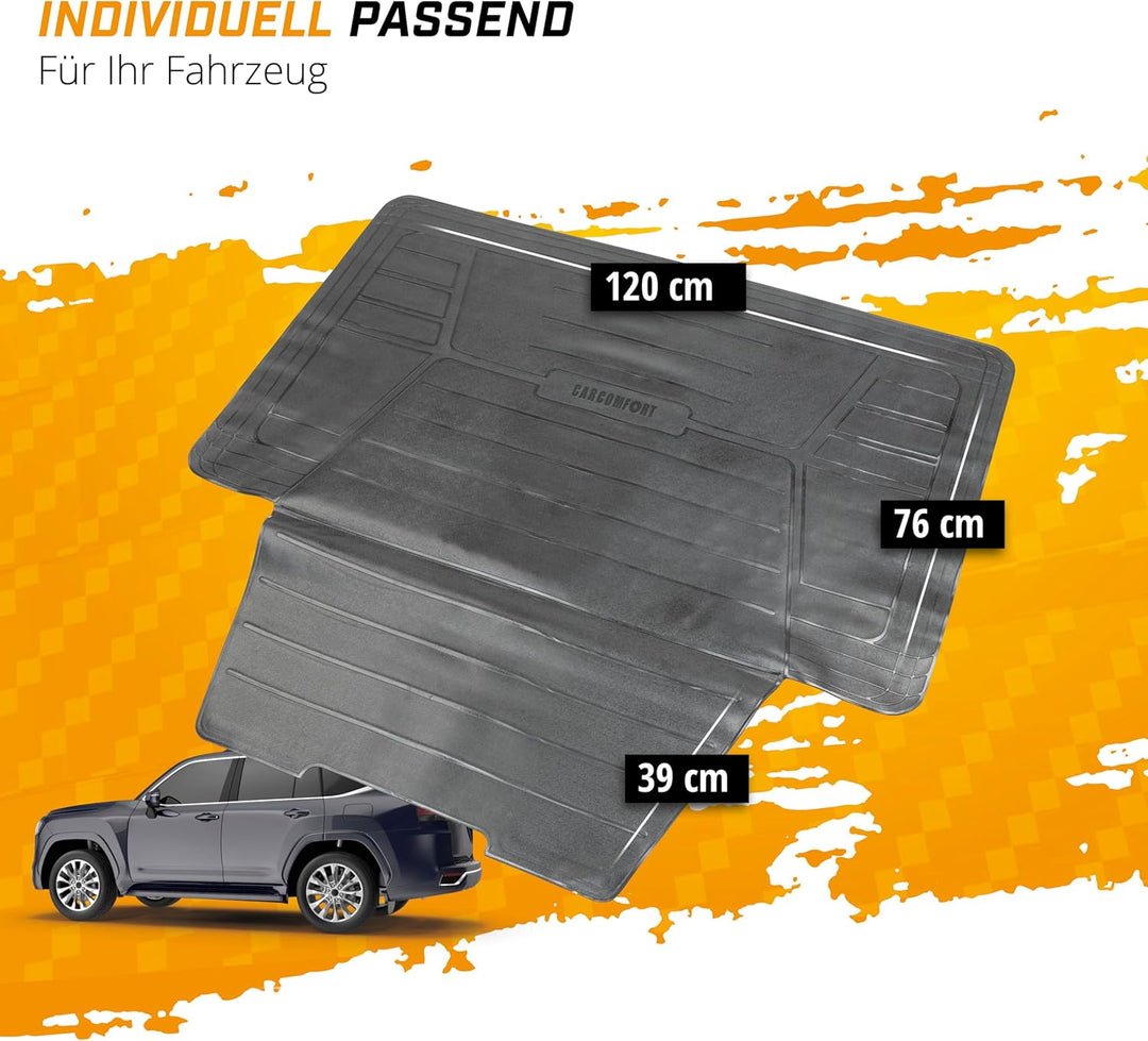 Walser CarComfort Kofferraummatte Bootguard mit Ladekantenschutz, universal zuschneidbare Gummimatte