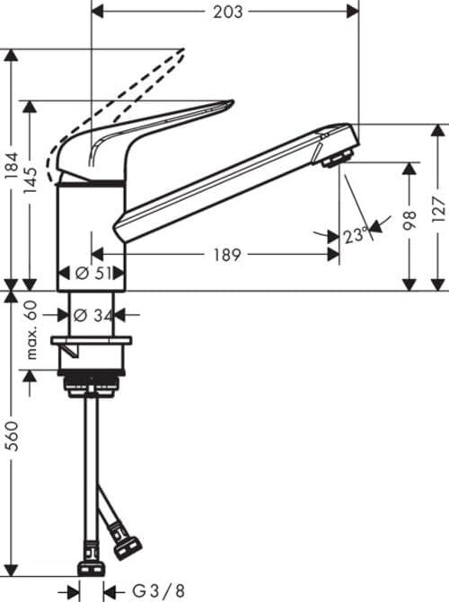 hansgrohe Küchenarmatur (Wasserhahn Küche 360° schwenkbar, hoher Komfort-Auslauf 100mm, Standardansc
