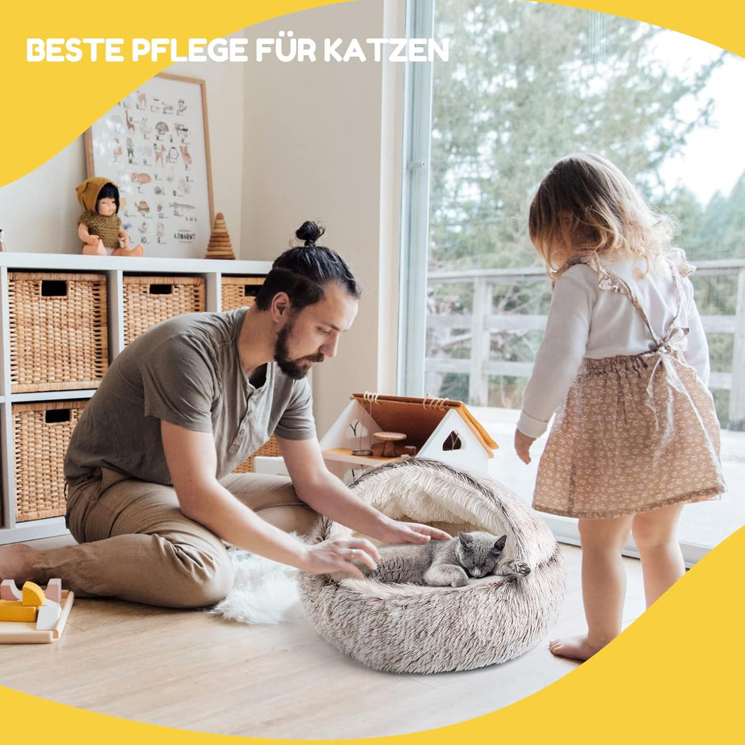 CATISM Katzenbett Flauschig Katzendecke, 50cm Gemütlich Katzenbett für grosse Katzenkätzchen Washbar