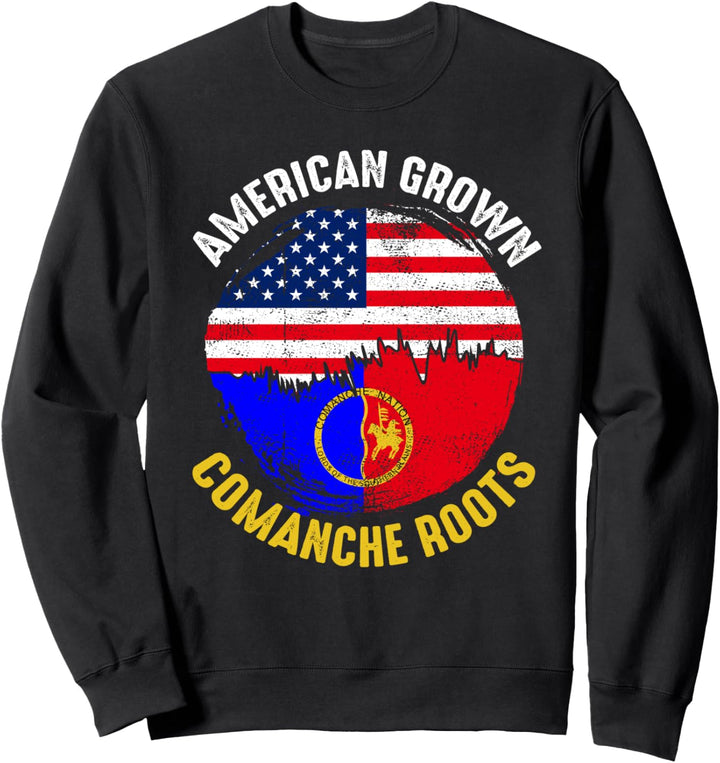 American Grown Comanche Roots, Vintage-Flaggen für Männer und Frauen Sweatshirt