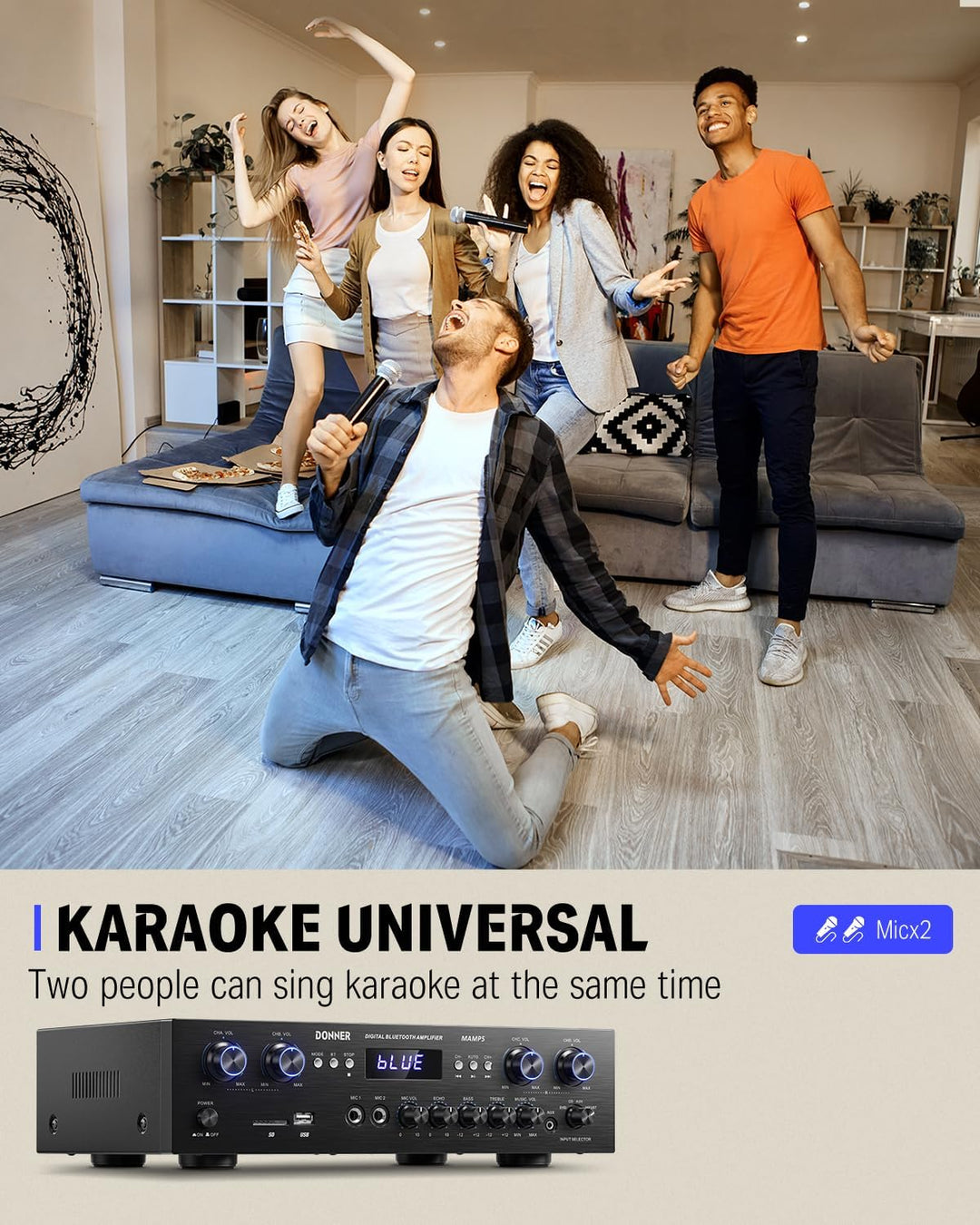 Audio Leistungsverstärker Bluetooth 5.0, Donner 440W Audio Verstärker 4 Kanal, Stereo Receiver mit U