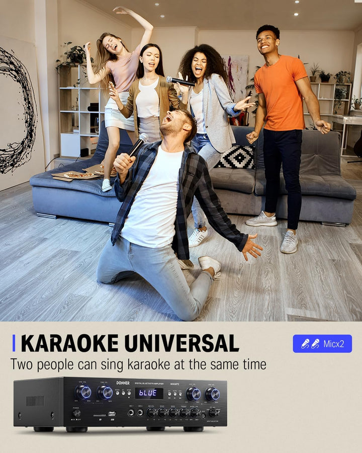 Audio Leistungsverstärker Bluetooth 5.0, Donner 440W Audio Verstärker 4 Kanal, Stereo Receiver mit U