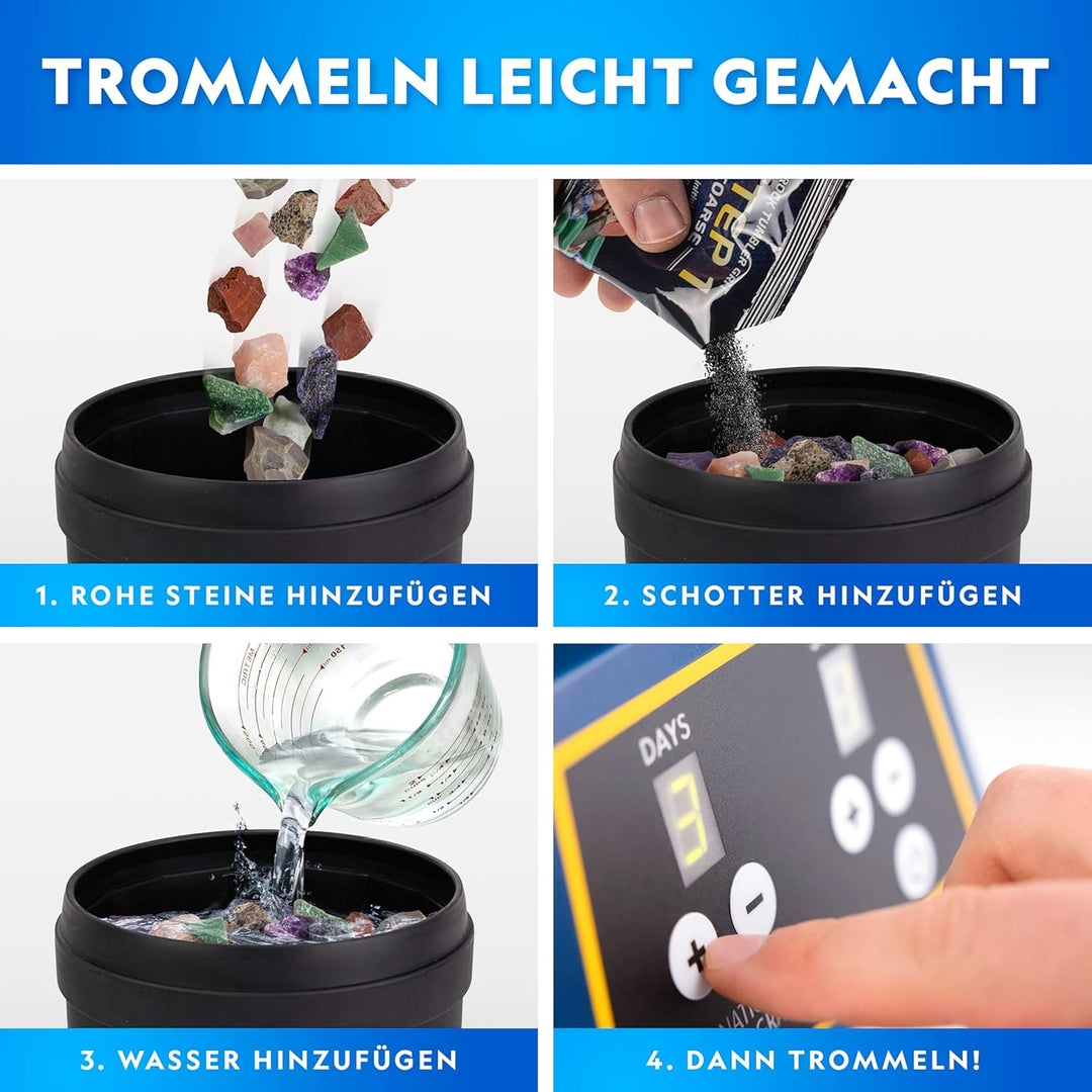 National Geographic Steintrommel-Set - Extra grosse 1,36 kg Kapazität, 1,36 kg ungeschliffene Edelst