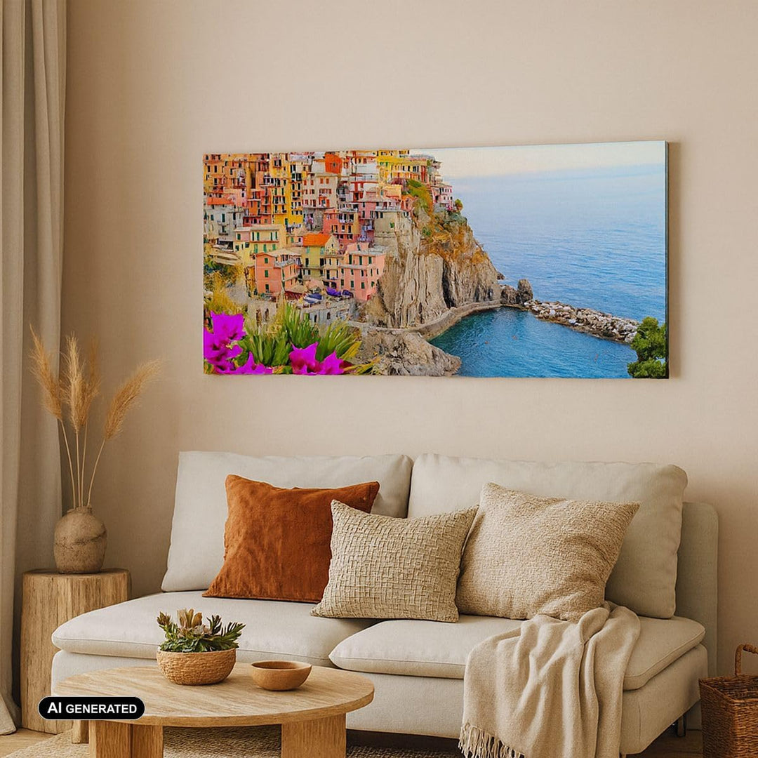 Wandbilder Dekoration Wohnzimmer Italien küste felsen landschaft Panorama Bilder auf Leinwand 120x50