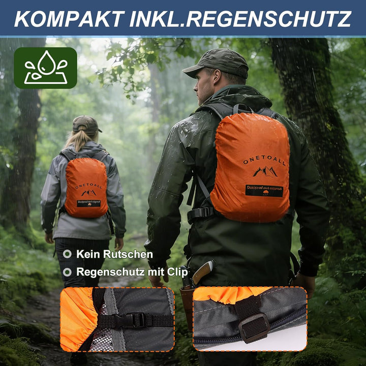 Diebstahlsicherer Wanderrucksack Damen 20L, Leichter Tagesrucksack Herren Klein, Wasserdichter Fahrr