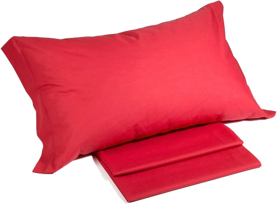 Caleffi - Bettwäsche-Set aus Baumwolle, einfarbig, für Doppelbett, Rot 160 x 190 cm Rot, 160 x 190 c