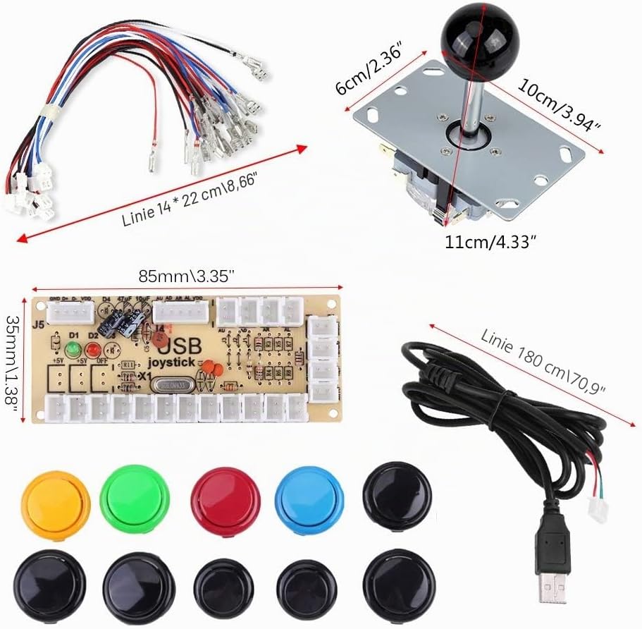 LetCart Arcade Game DIY Teil, Spieler Arcade Spiel Kit Teil USB Pc Joystick für Mame Spiel DIY Null