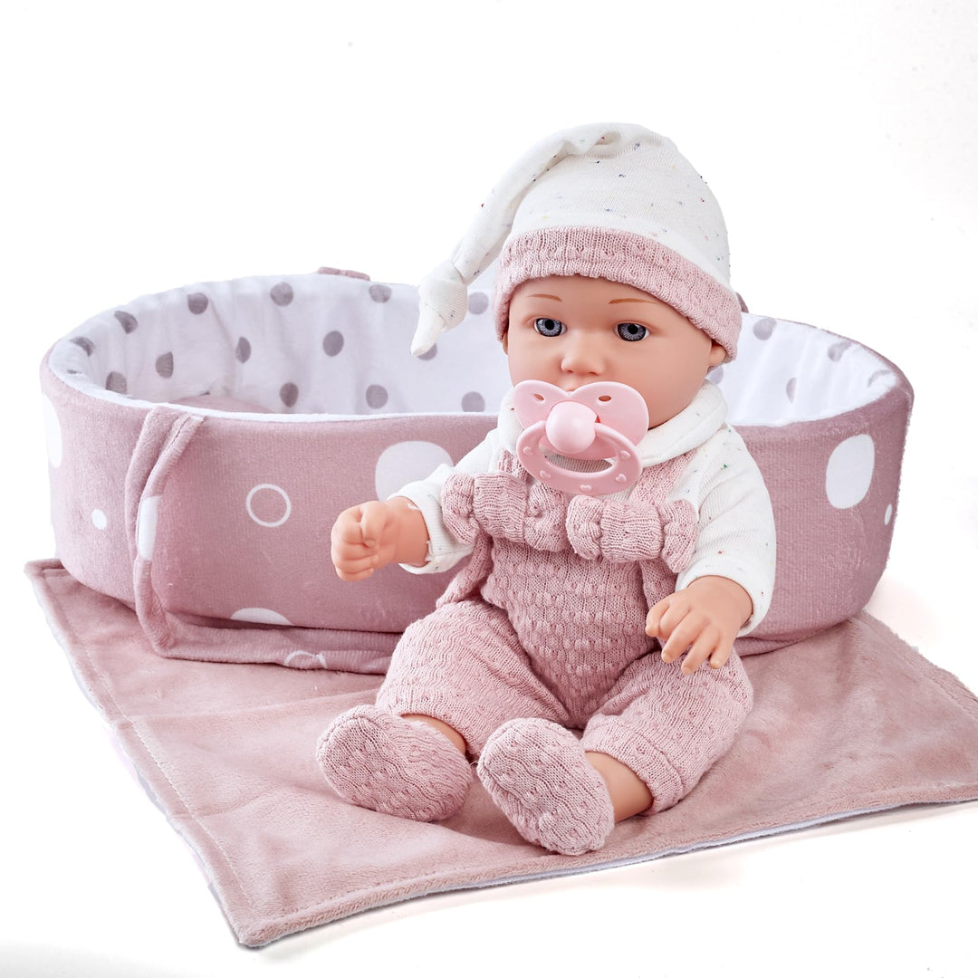 Enjoyin 30 cm Babypuppe Geschenkset mit Zubehör, Kleider, Baby-Puppentrage, puppenbett, Schnuller, D