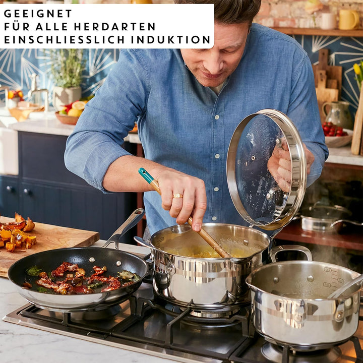 Tefal Jamie Oliver Cook' Smart Edelstahl-Wokpfanne 28cm mit Titanium 2X Antihaftversiegelung, E31019