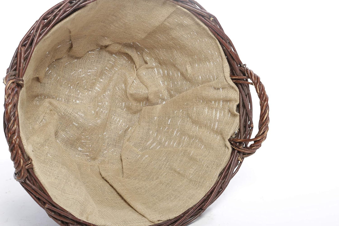 WEIDENPROFI Weidenkorb dunkel, Holzkorb aus Weide mit Jute, rund ca. Ø 48 cm x 35 cm hoch